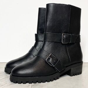 New! Splendid Karlyn Buckle Black Leather Boot 6.5
